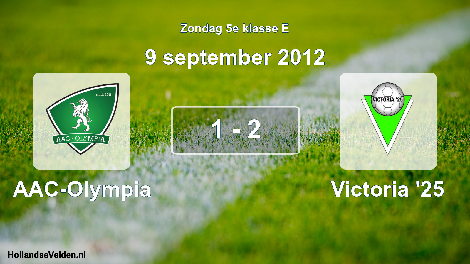 Total number of matches played: AAC-Olympia - Victoria '25 1 - 2 (9 September 2012)