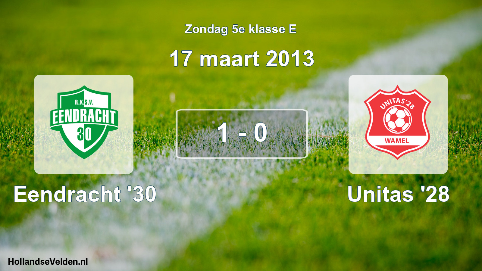 Total number of matches played: Eendracht '30 - Unitas '28 1 - 0 (17 March 2013)