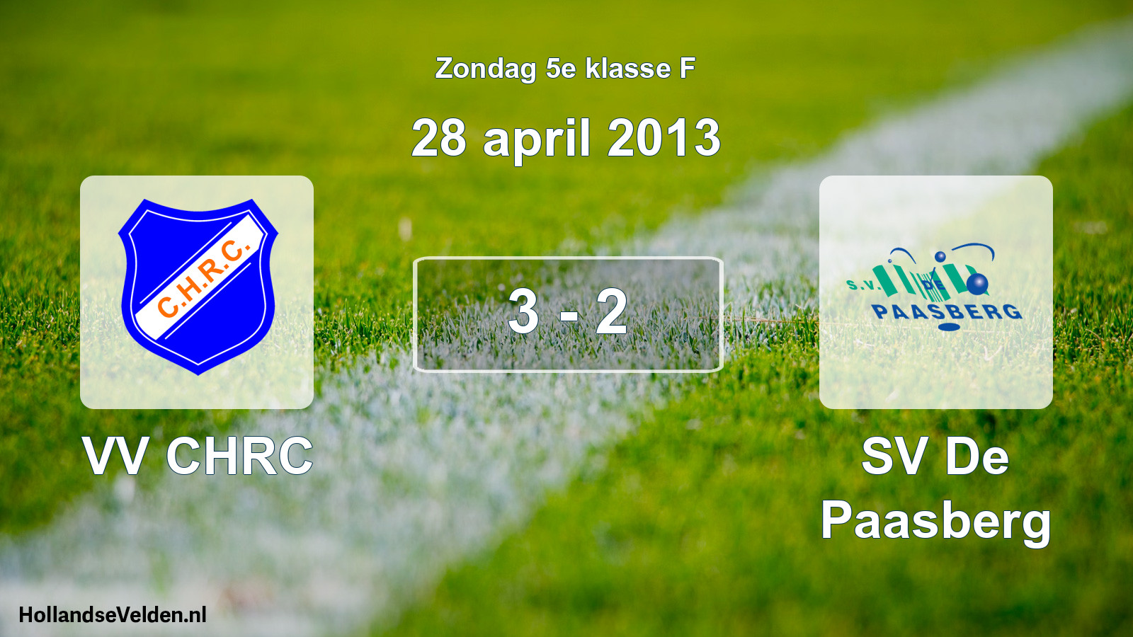 Total number of matches played: VV CHRC - SV De Paasberg 3 - 2 (28 April 2013)