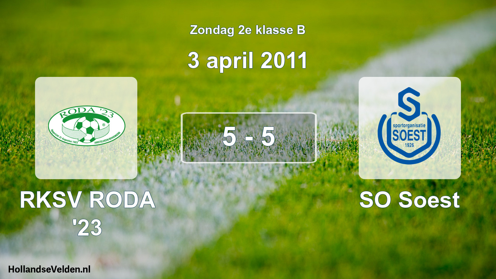 Total number of matches played: RKSV RODA '23 - SO Soest 5 - 5 (3 April 2011)