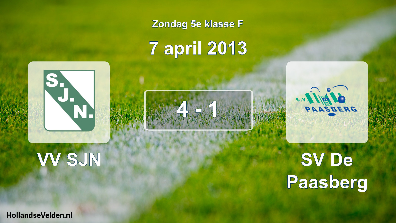 Total number of matches played: VV SJN - SV De Paasberg 4 - 1 (7 April 2013)
