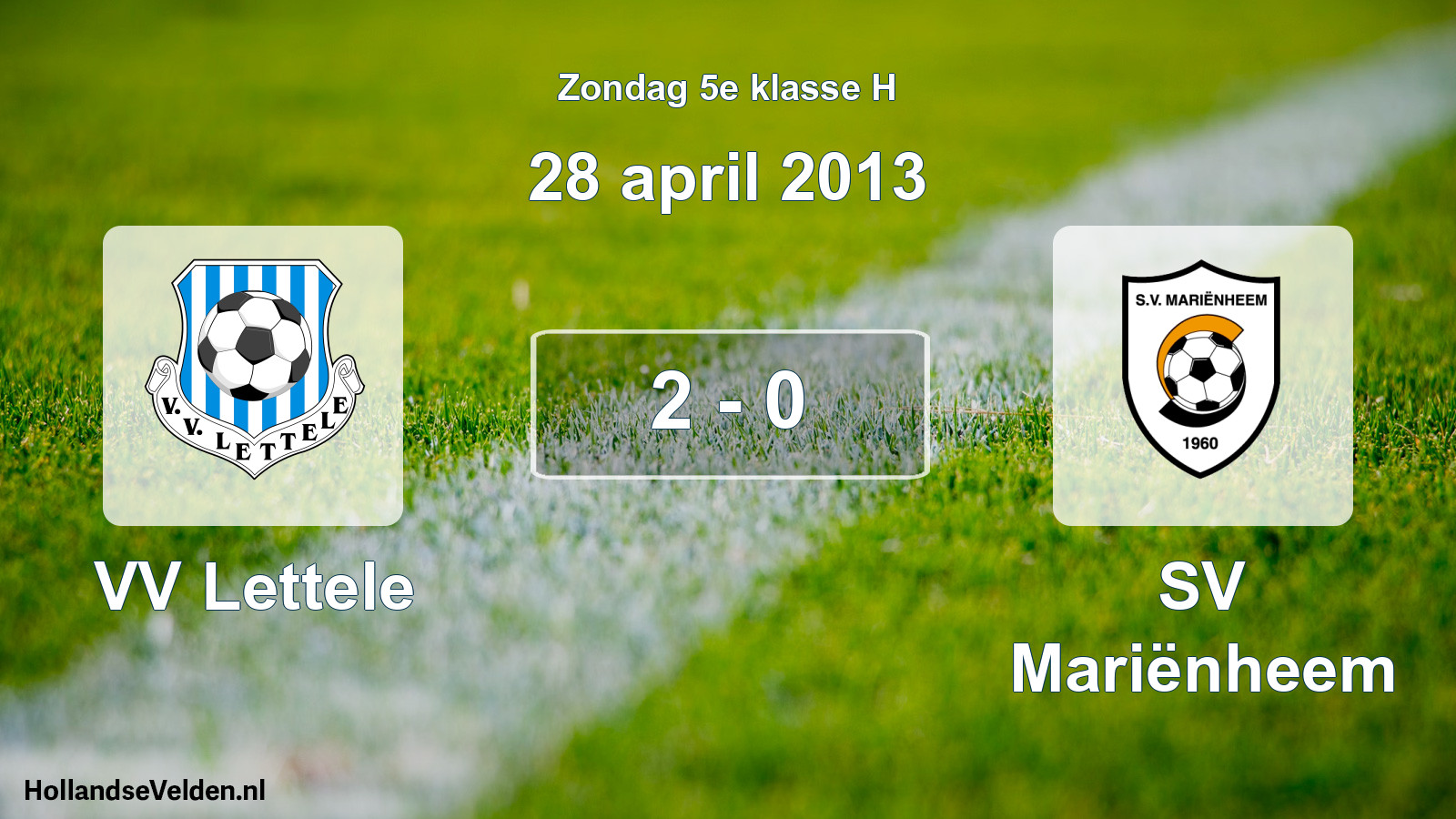 Total number of matches played: VV Lettele - SV Mariënheem 2 - 0 (28 April 2013)