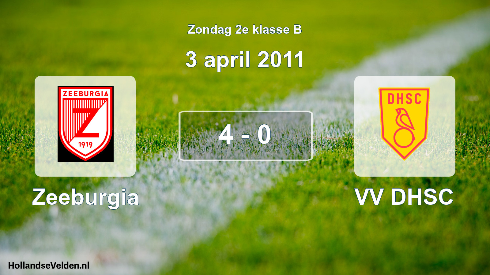 Total number of matches played: Zeeburgia - VV DHSC 4 - 0 (3 April 2011)