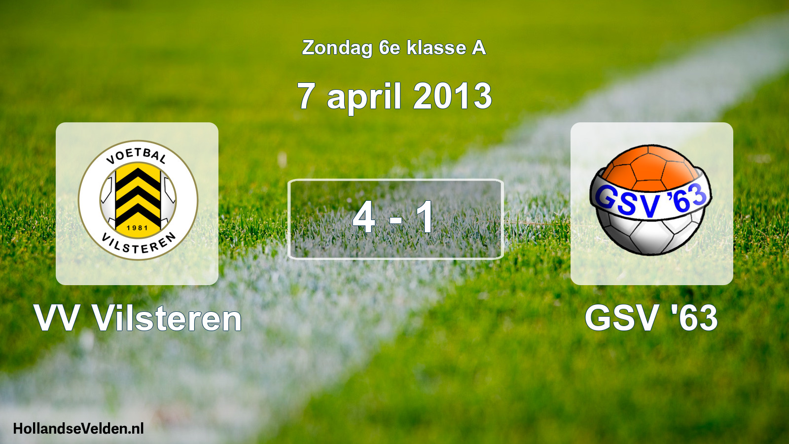 Total number of matches played: VV Vilsteren - GSV '63 4 - 1 (7 April 2013)