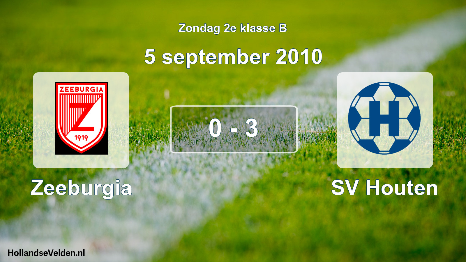 Total number of matches played: Zeeburgia - SV Houten 0 - 3 (5 September 2010)