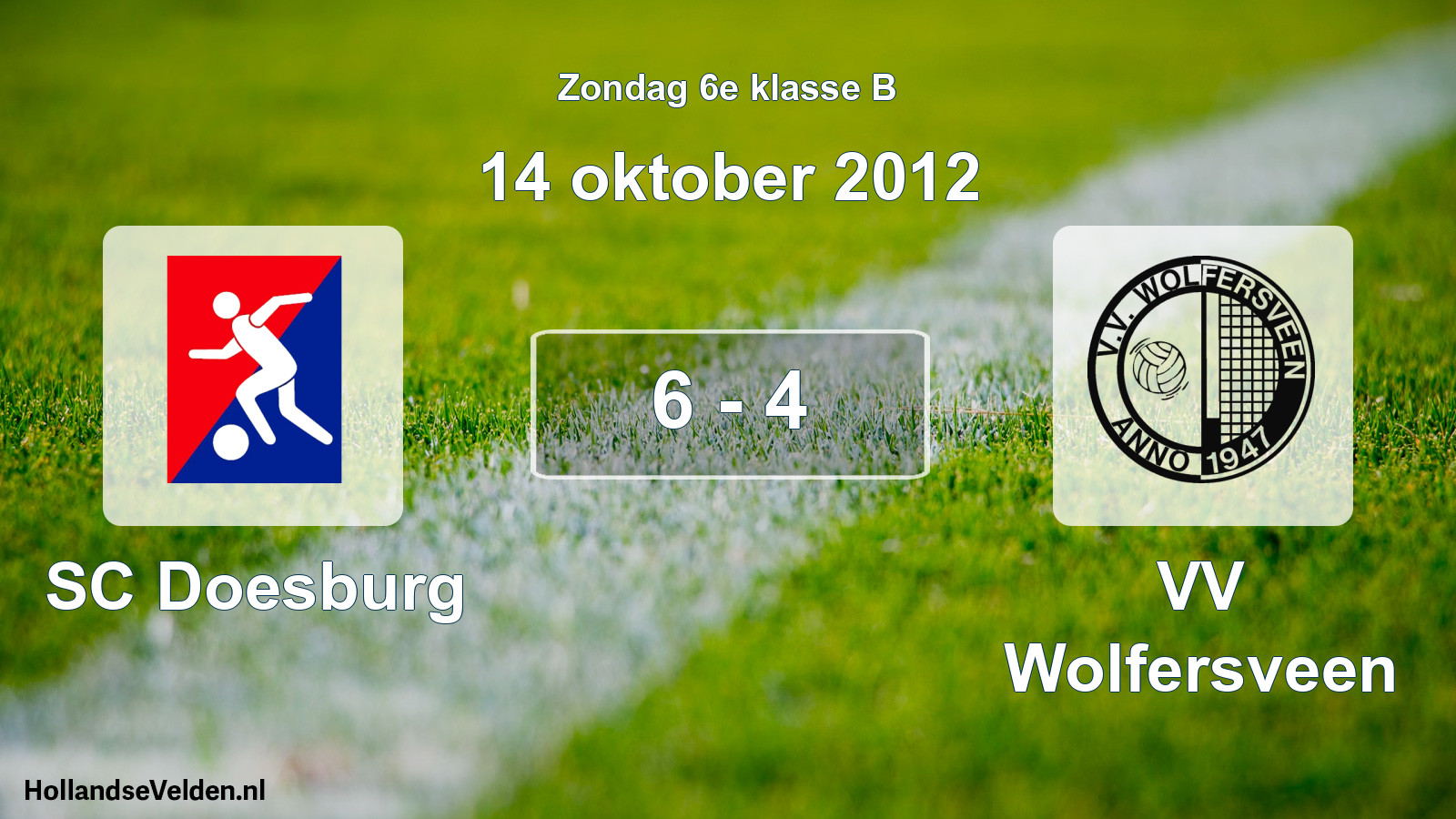 Total number of matches played: SC Doesburg - VV Wolfersveen 6 - 4 (14 October 2012)