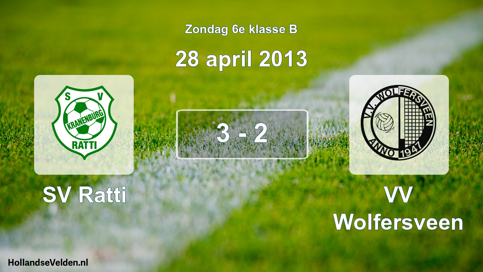 Total number of matches played: SV Ratti - VV Wolfersveen 3 - 2 (28 April 2013)