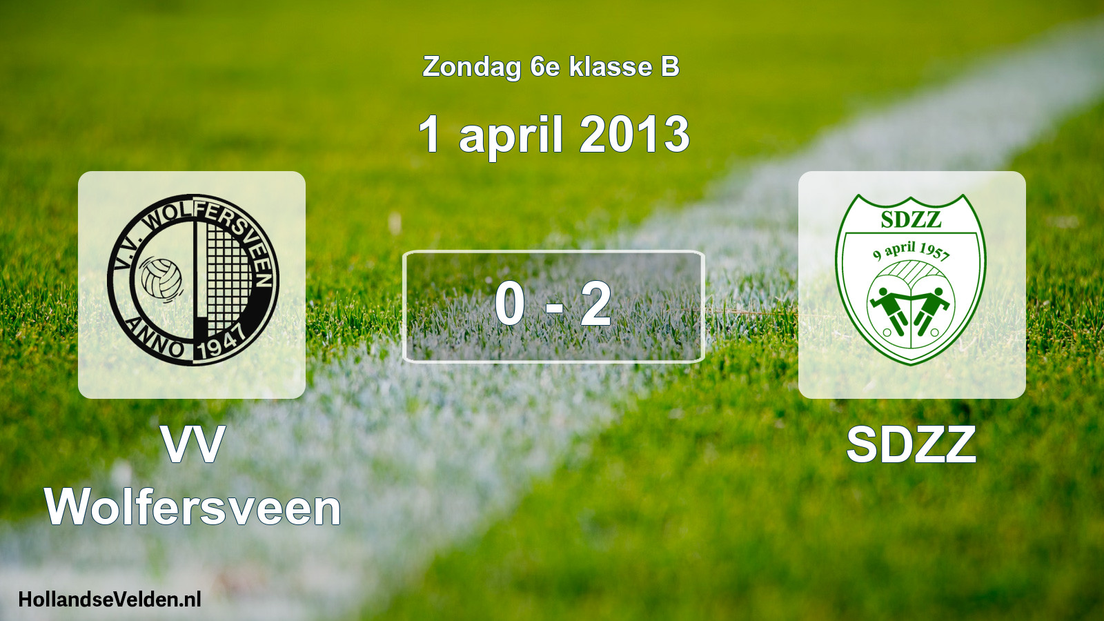 Total number of matches played: VV Wolfersveen - SDZZ 0 - 2 (1 April 2013)