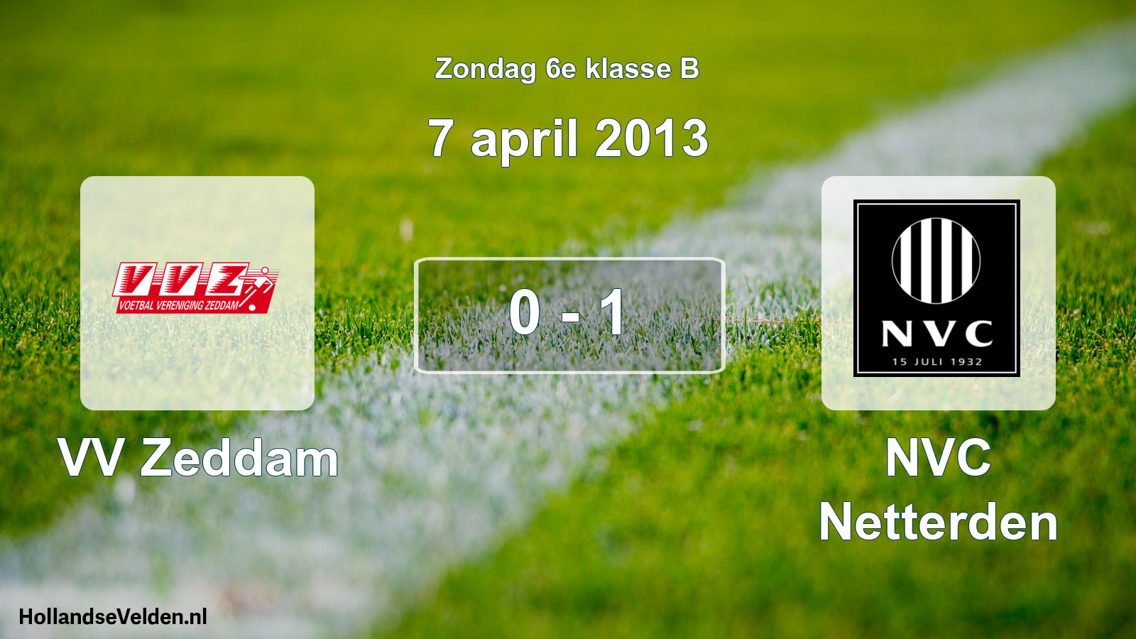Total number of matches played: VV Zeddam - NVC Netterden 0 - 1 (7 April 2013)