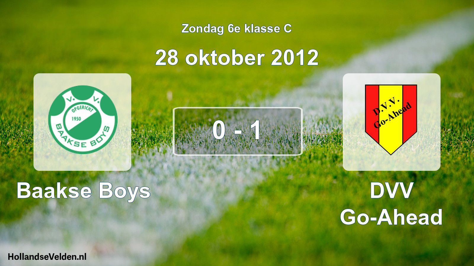 Total number of matches played: Baakse Boys - DVV Go-Ahead 0 - 1 (28 October 2012)