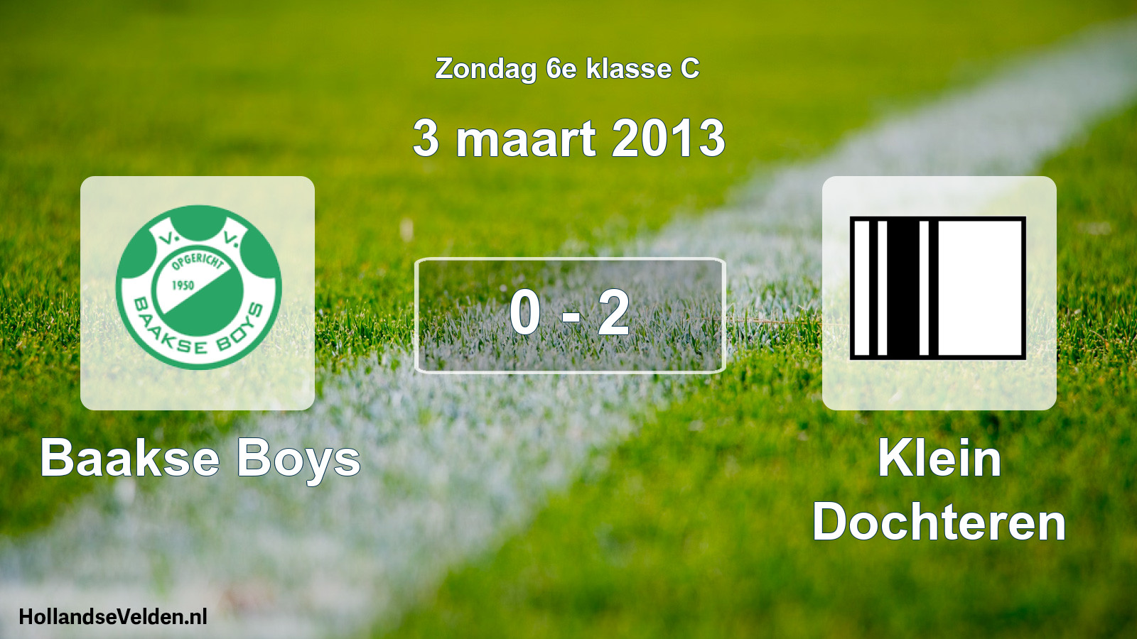 Total number of matches played: Baakse Boys - Klein Dochteren 0 - 2 (3 March 2013)
