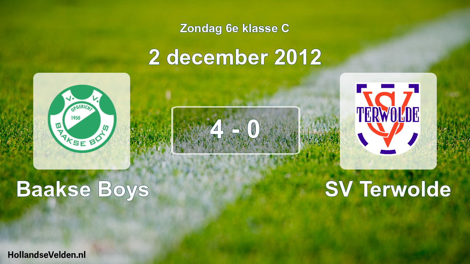 Total number of matches played: Baakse Boys - SV Terwolde 4 - 0 (2 December 2012)