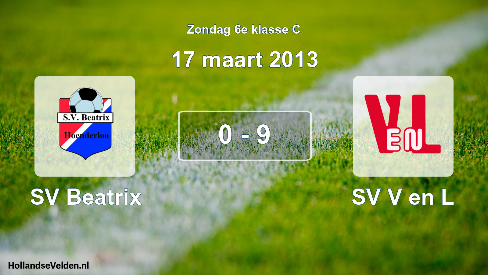 Total number of matches played: SV Beatrix - SV V en L 0 - 9 (17 March 2013)