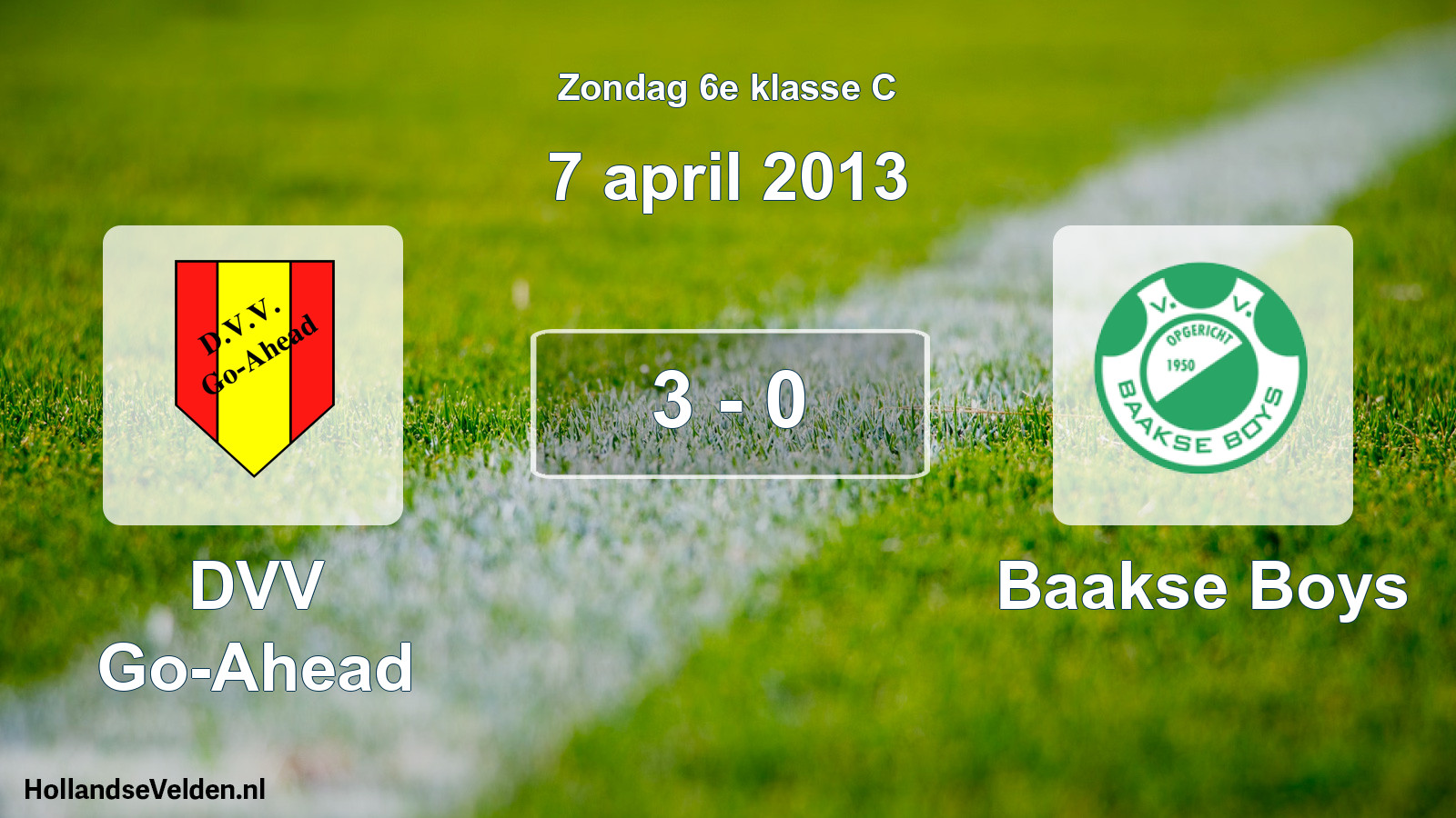 Total number of matches played: DVV Go-Ahead - Baakse Boys 3 - 0 (7 April 2013)