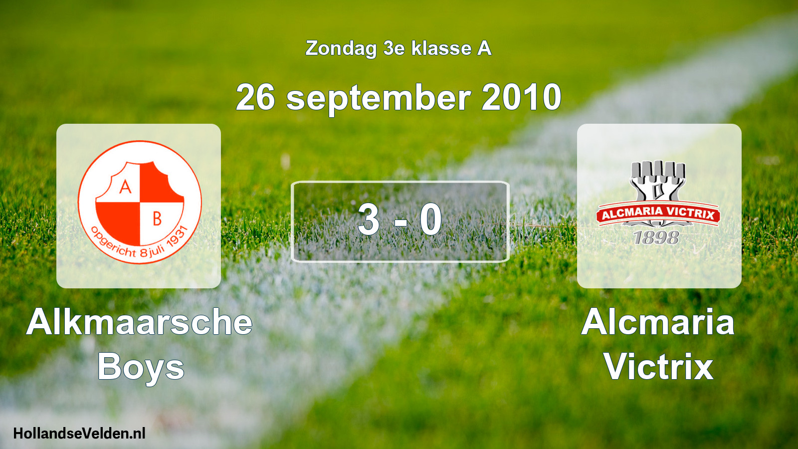 Total number of matches played: Alkmaarsche Boys - Alcmaria Victrix 3 - 0 (26 September 2010)