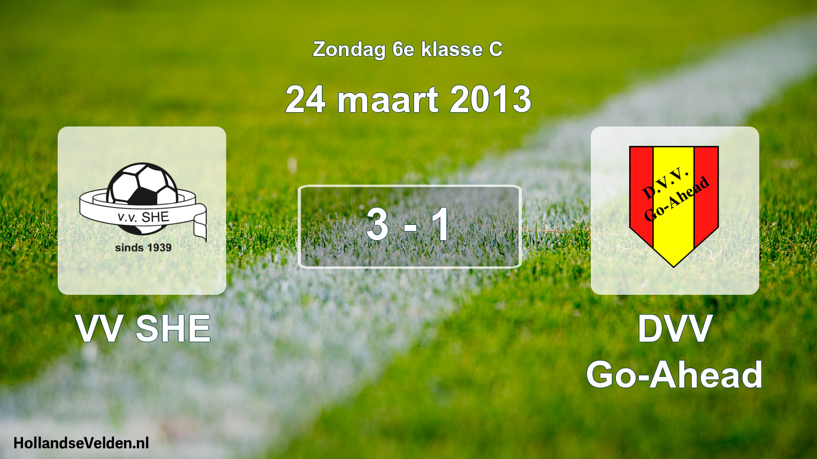 Total number of matches played: VV SHE - DVV Go-Ahead 3 - 1 (24 March 2013)