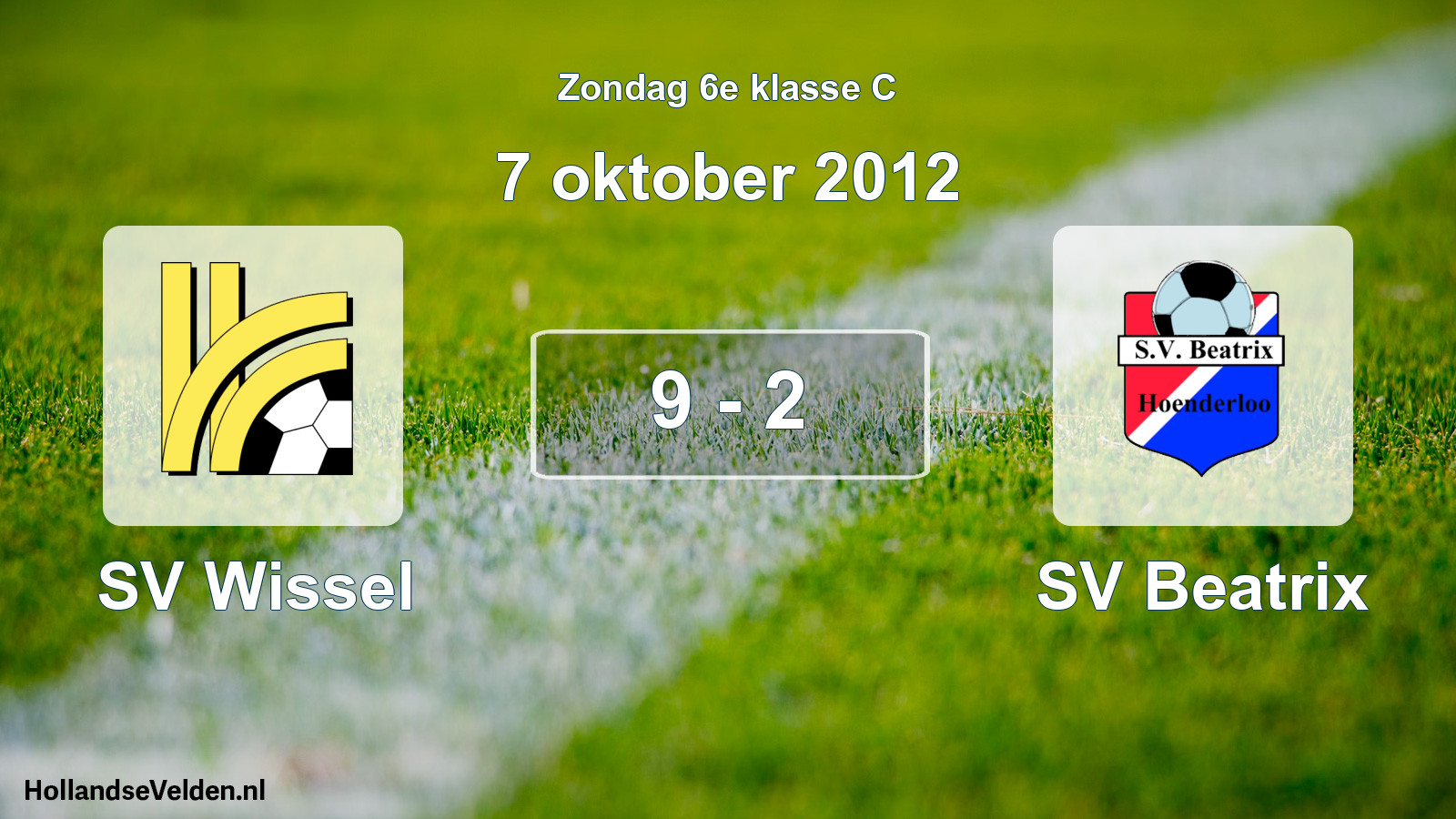 Total number of matches played: SV Wissel - SV Beatrix 9 - 2 (7 October 2012)