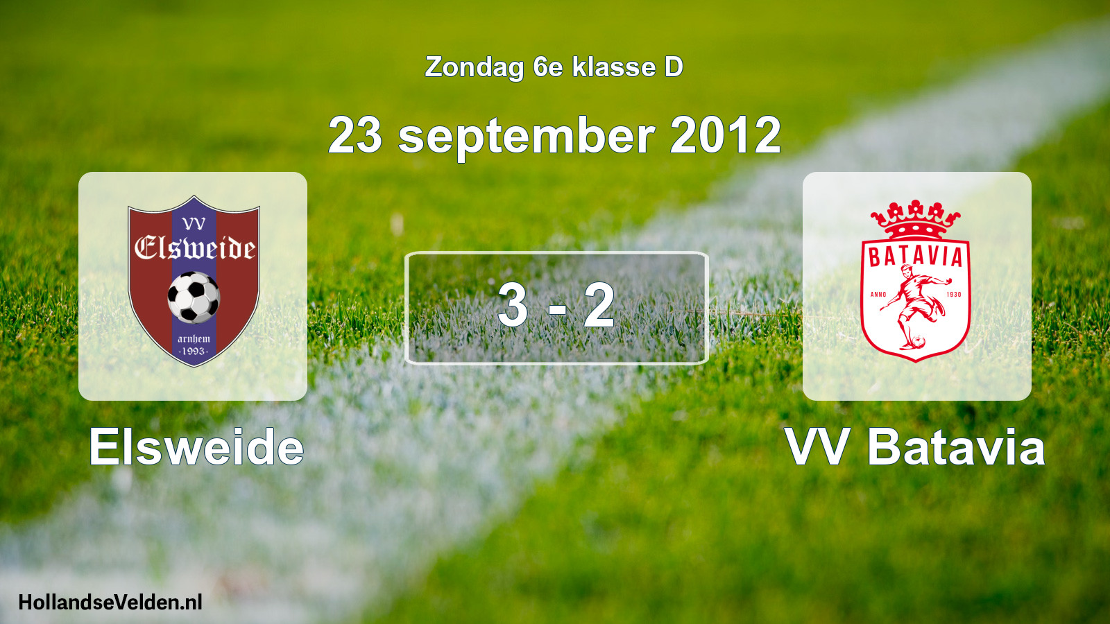 Total number of matches played: Elsweide - VV Batavia 3 - 2 (23 September 2012)