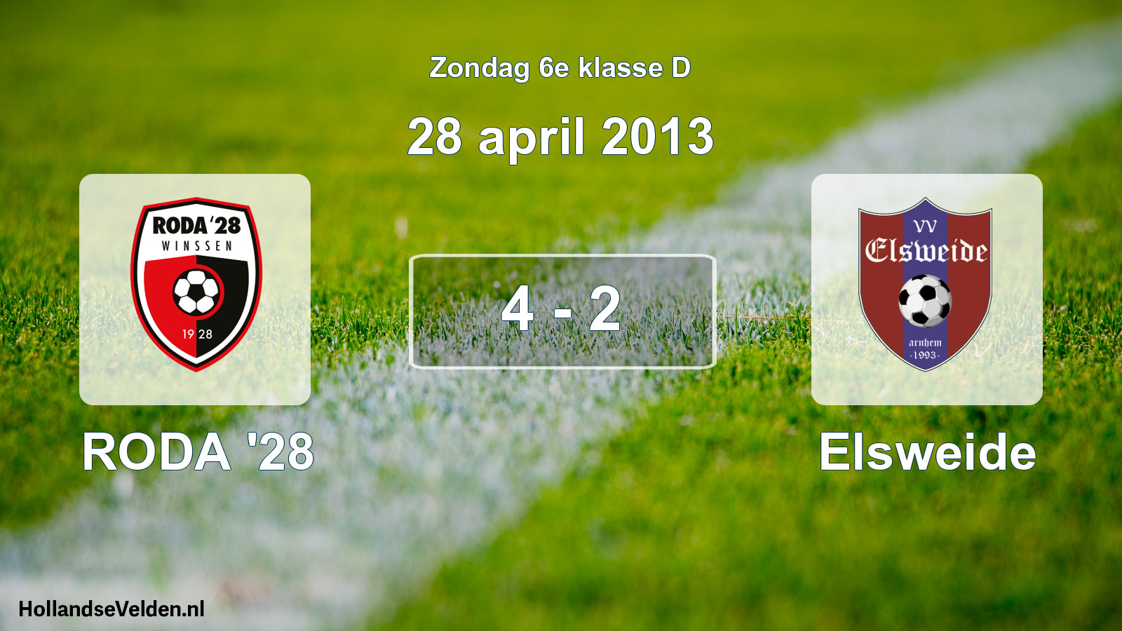 Total number of matches played: RODA '28 - Elsweide 4 - 2 (28 April 2013)