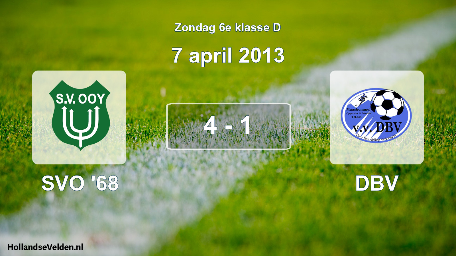 Total number of matches played: SVO '68 - DBV 4 - 1 (7 April 2013)