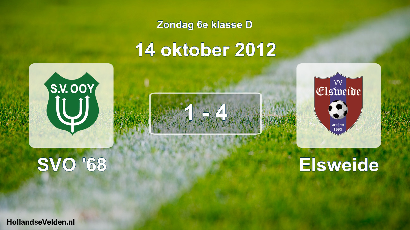 Total number of matches played: SVO '68 - Elsweide 1 - 4 (14 October 2012)