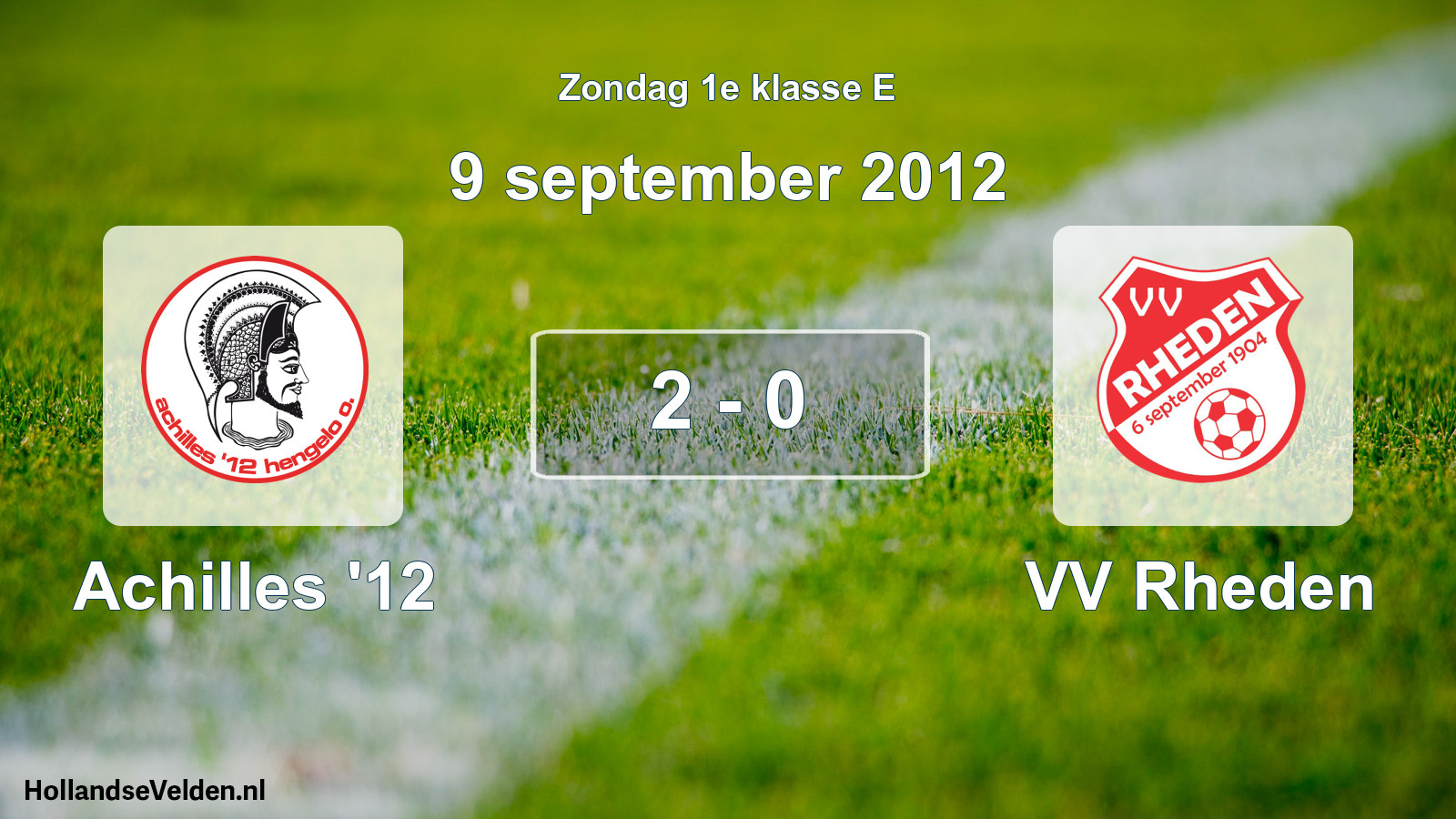 Total number of matches played: Achilles '12 - VV Rheden 2 - 0 (9 September 2012)