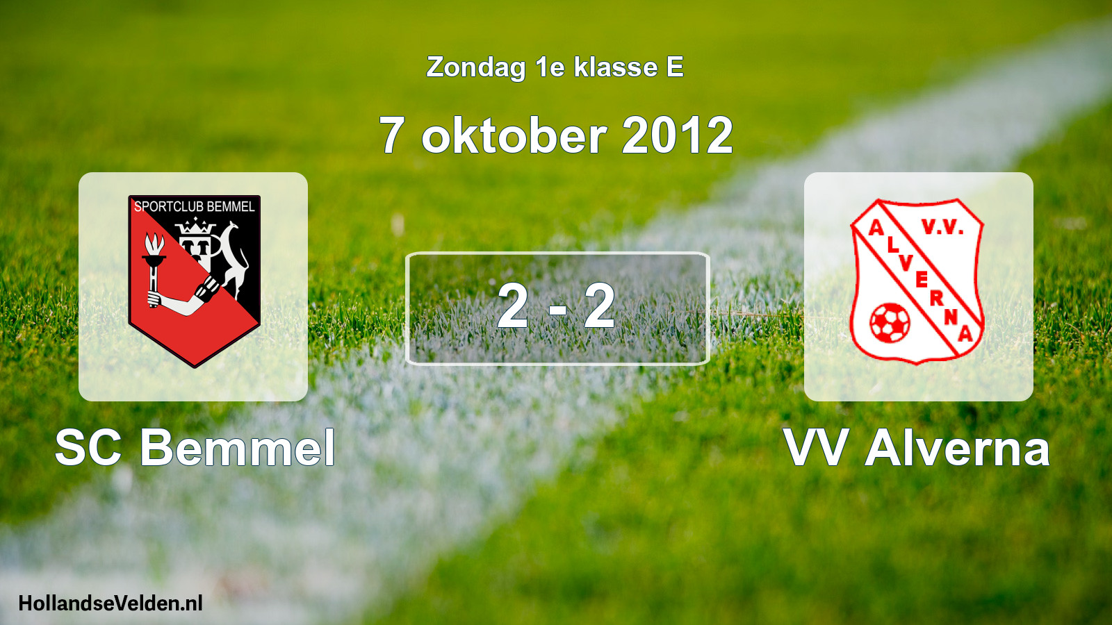 Total number of matches played: SC Bemmel - VV Alverna 2 - 2 (7 October 2012)