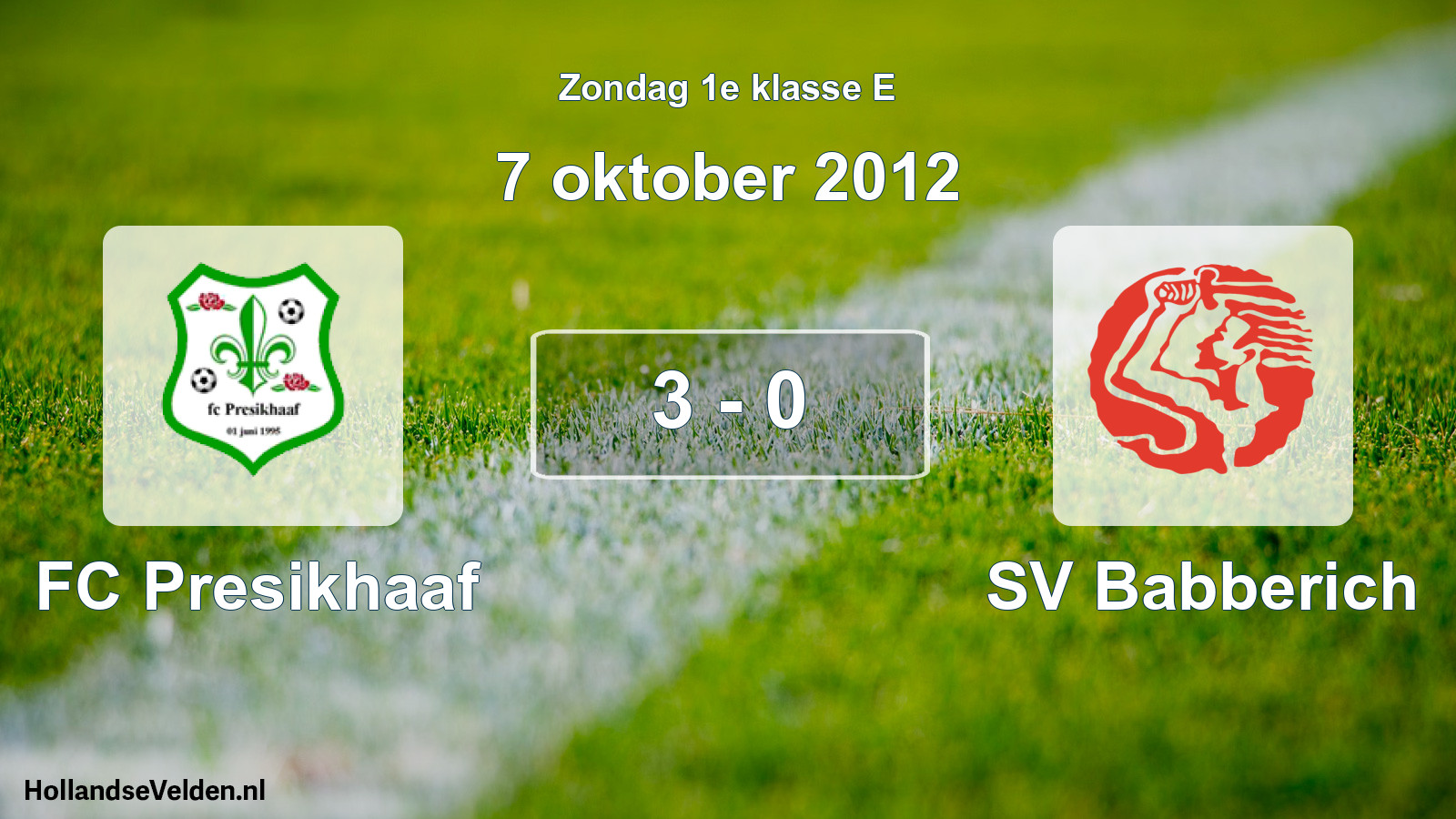 Total number of matches played: FC Presikhaaf - SV Babberich 3 - 0 (7 October 2012)