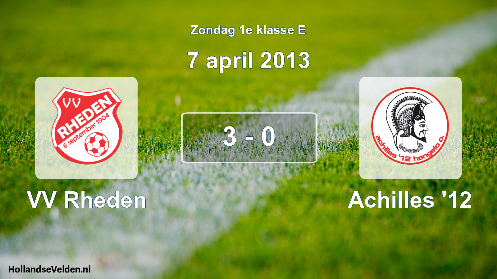Total number of matches played: VV Rheden - Achilles '12 3 - 0 (7 April 2013)