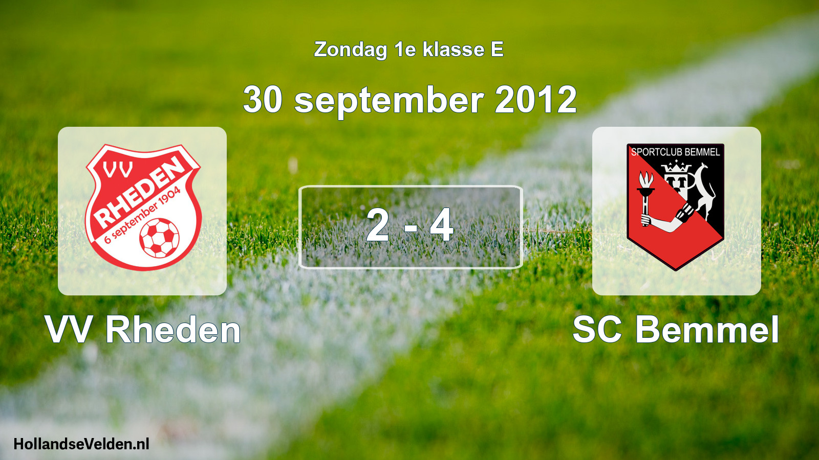Total number of matches played: VV Rheden - SC Bemmel 2 - 4 (30 September 2012)