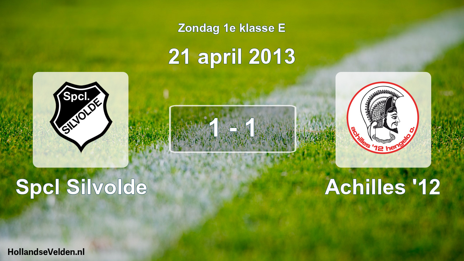 Total number of matches played: Spcl Silvolde - Achilles '12 1 - 1 (21 April 2013)