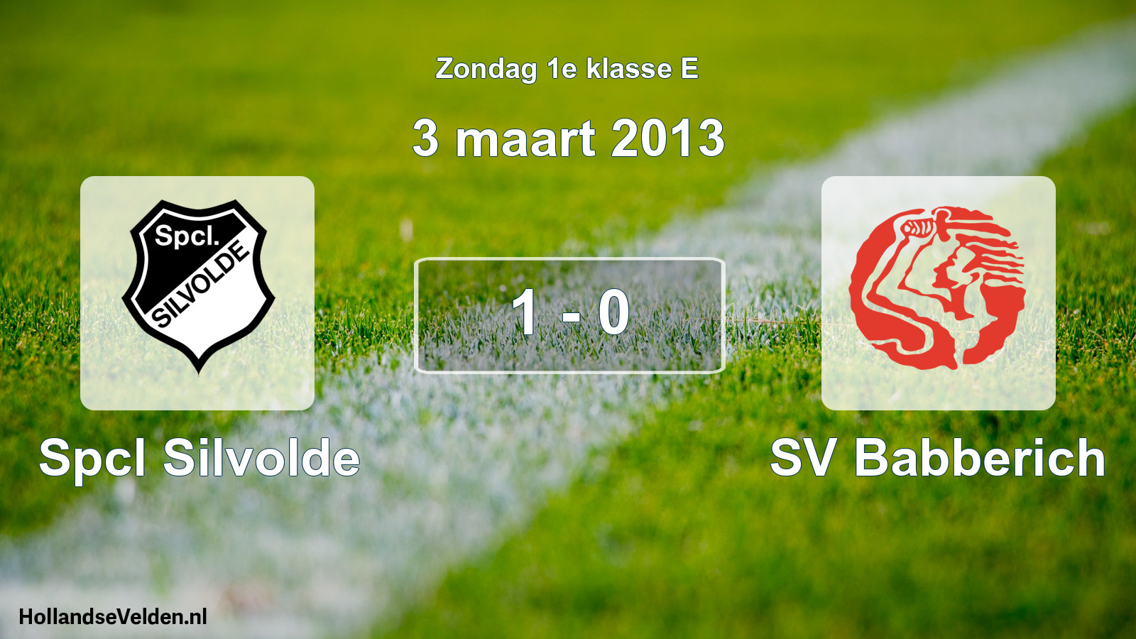 Total number of matches played: Spcl Silvolde - SV Babberich 1 - 0 (3 March 2013)