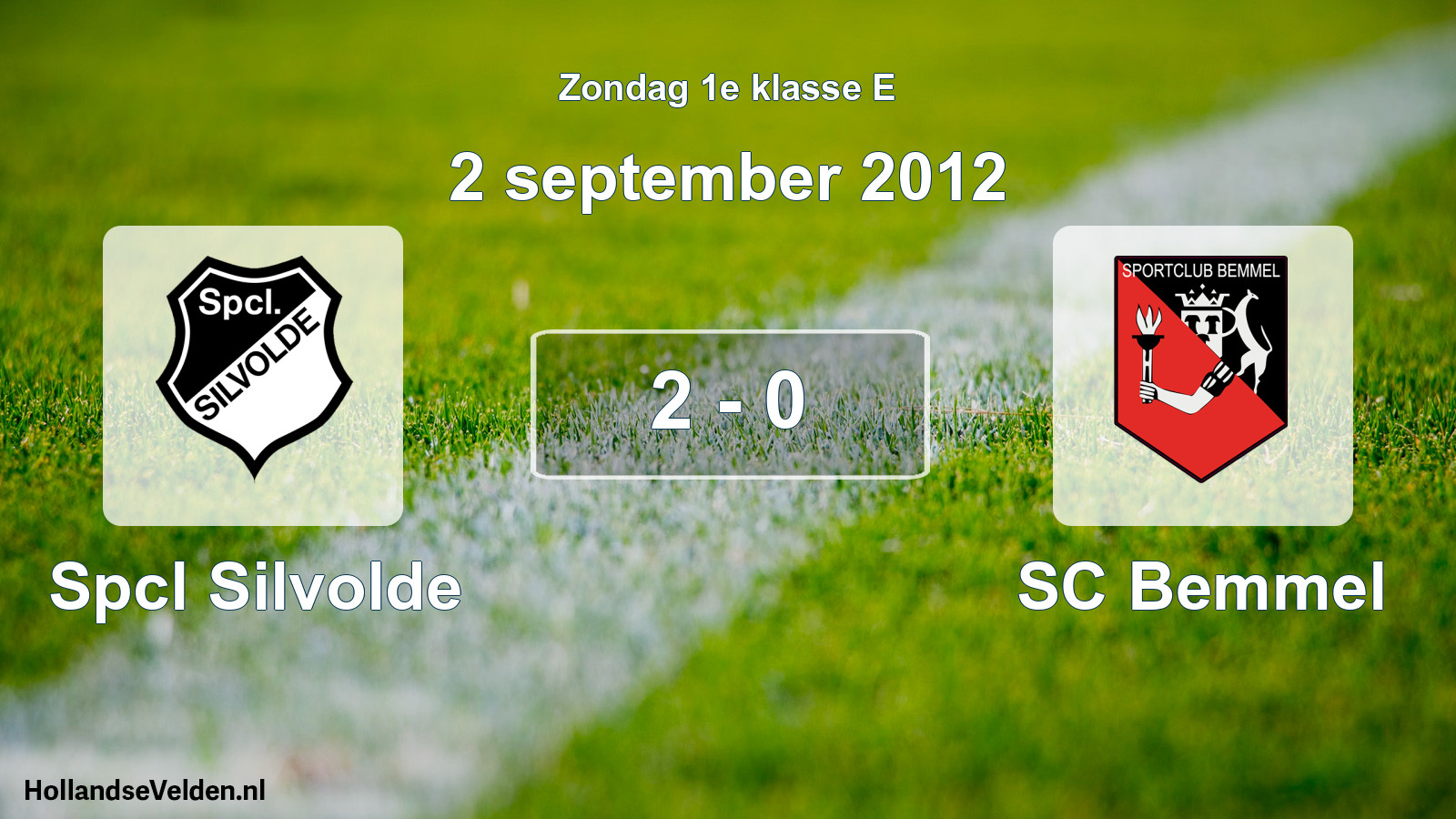 Total number of matches played: Spcl Silvolde - SC Bemmel 2 - 0 (2 September 2012)