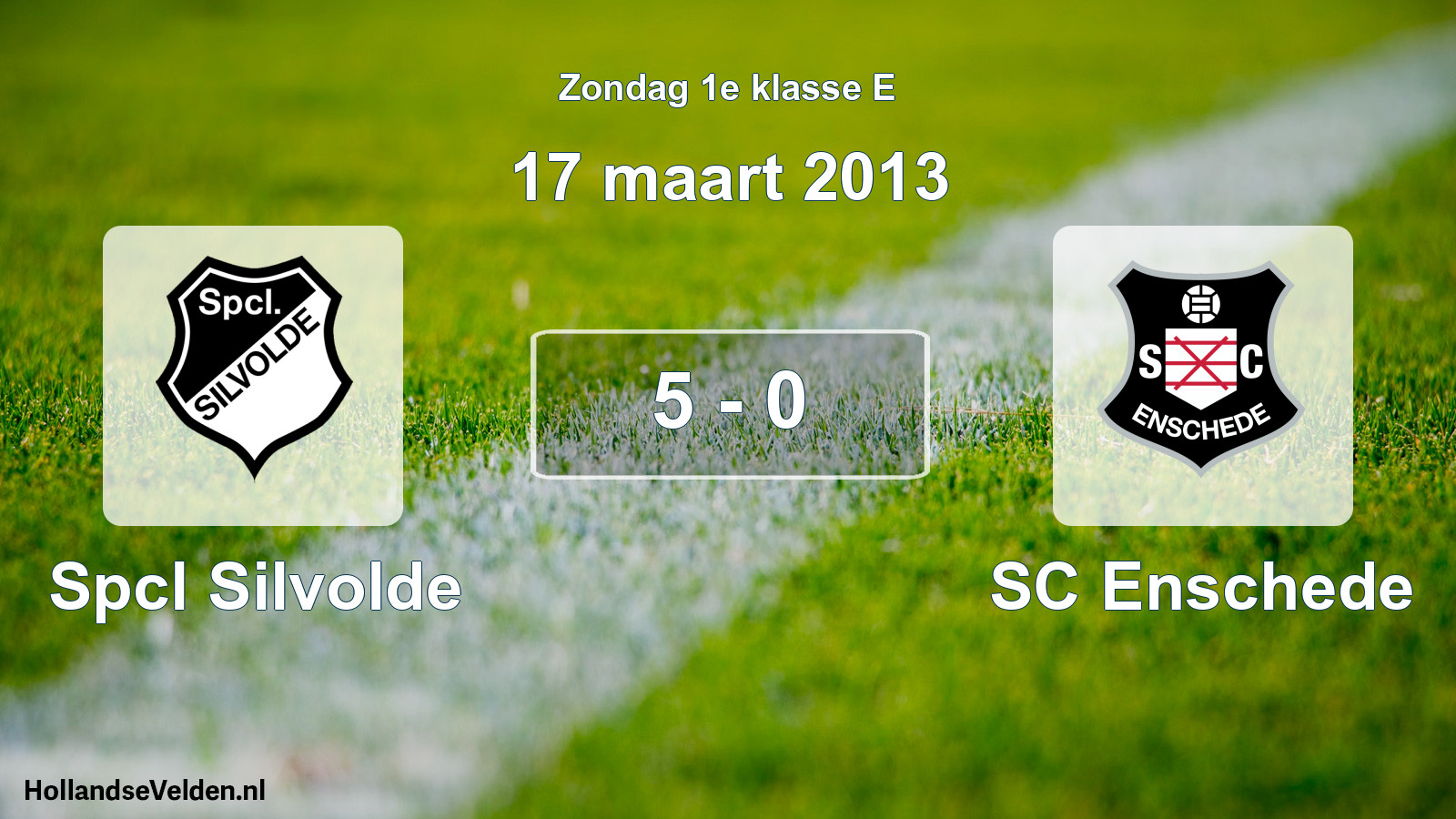 Total number of matches played: Spcl Silvolde - SC Enschede 5 - 0 (17 March 2013)