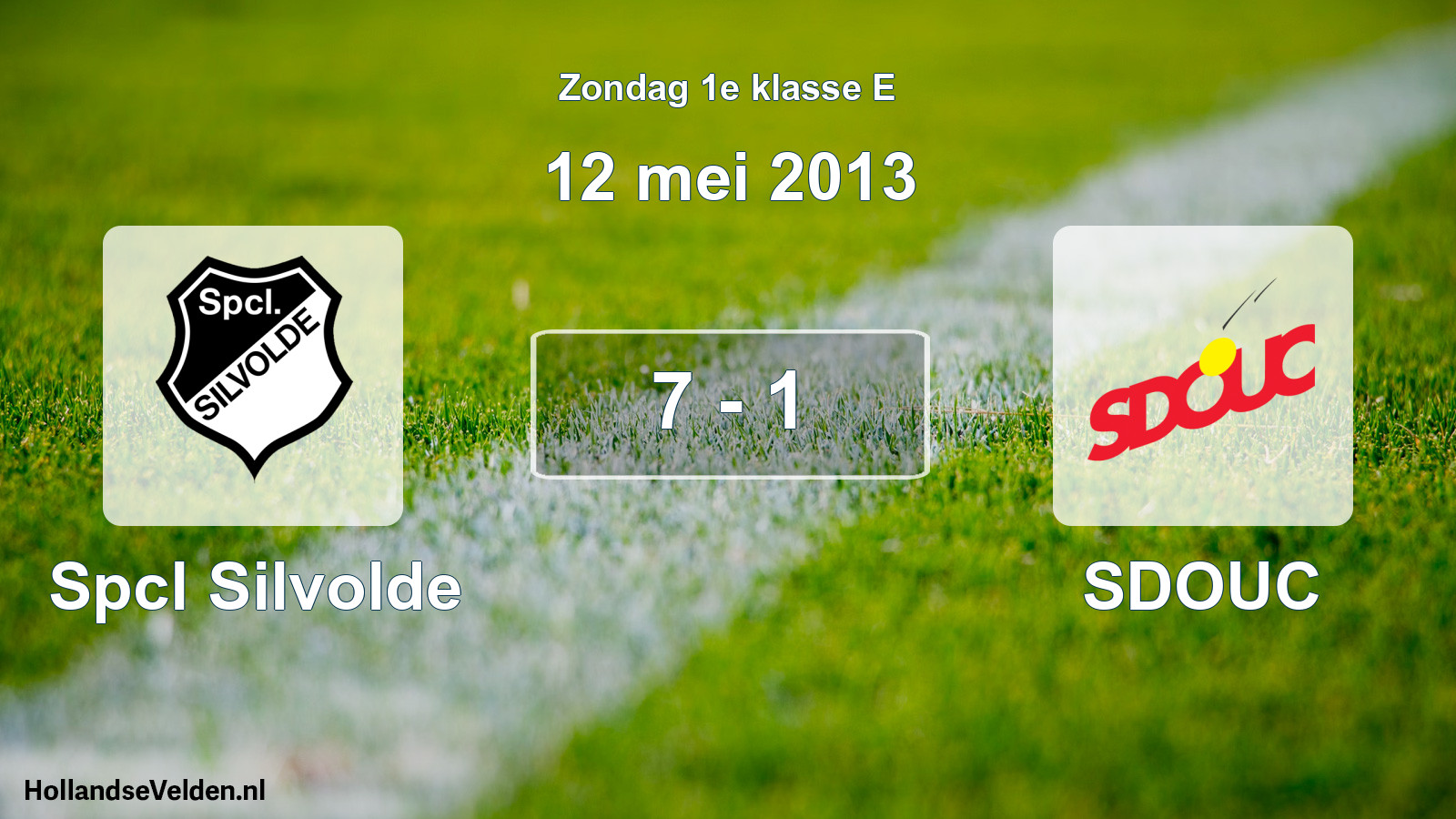 Total number of matches played: Spcl Silvolde - SDOUC 7 - 1 (12 May 2013)