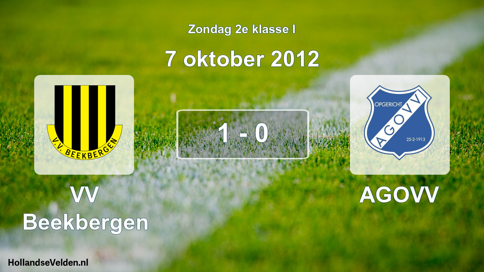Total number of matches played: VV Beekbergen - AGOVV 1 - 0 (7 October 2012)