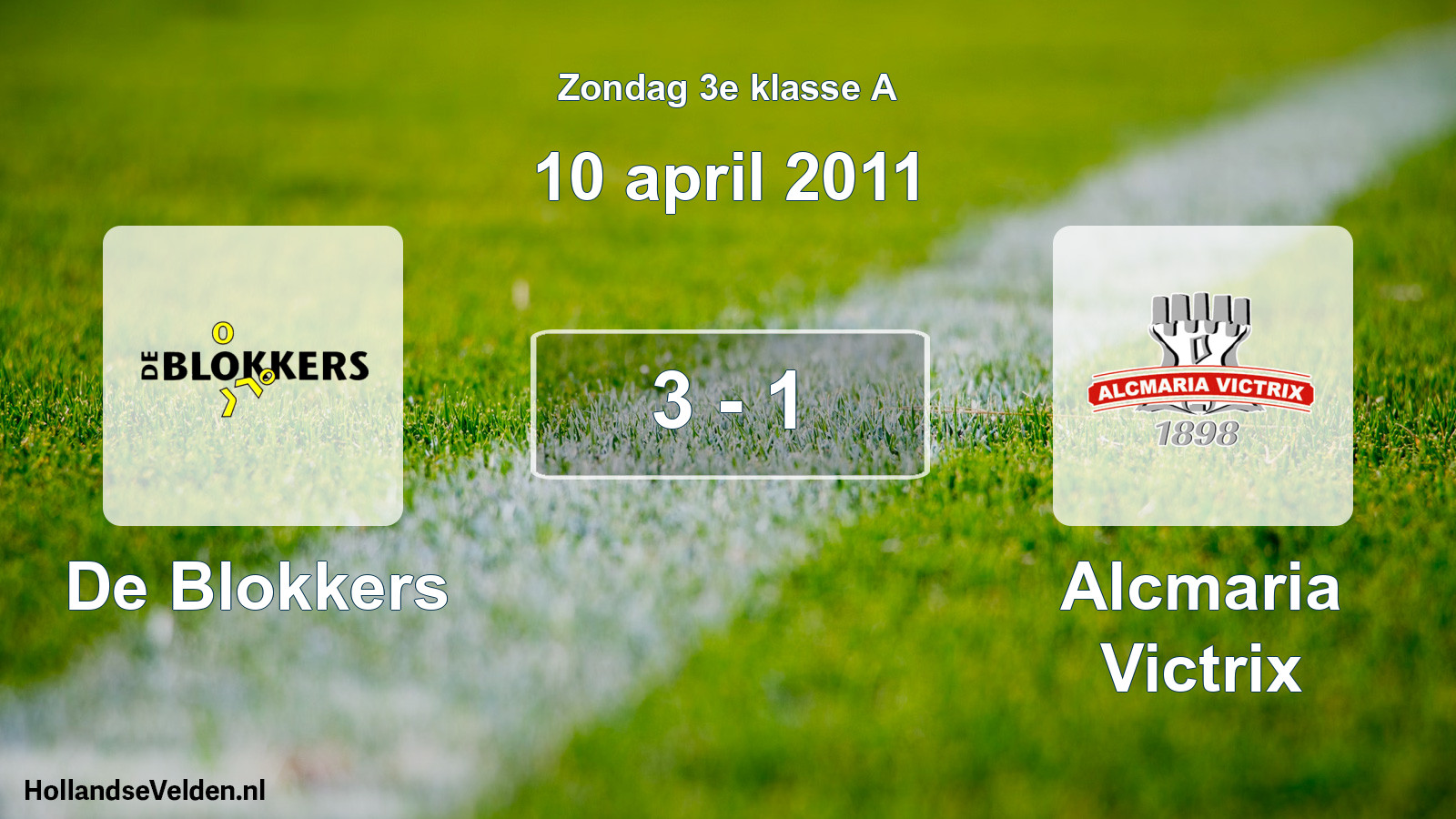 Total number of matches played: De Blokkers - Alcmaria Victrix 3 - 1 (10 April 2011)