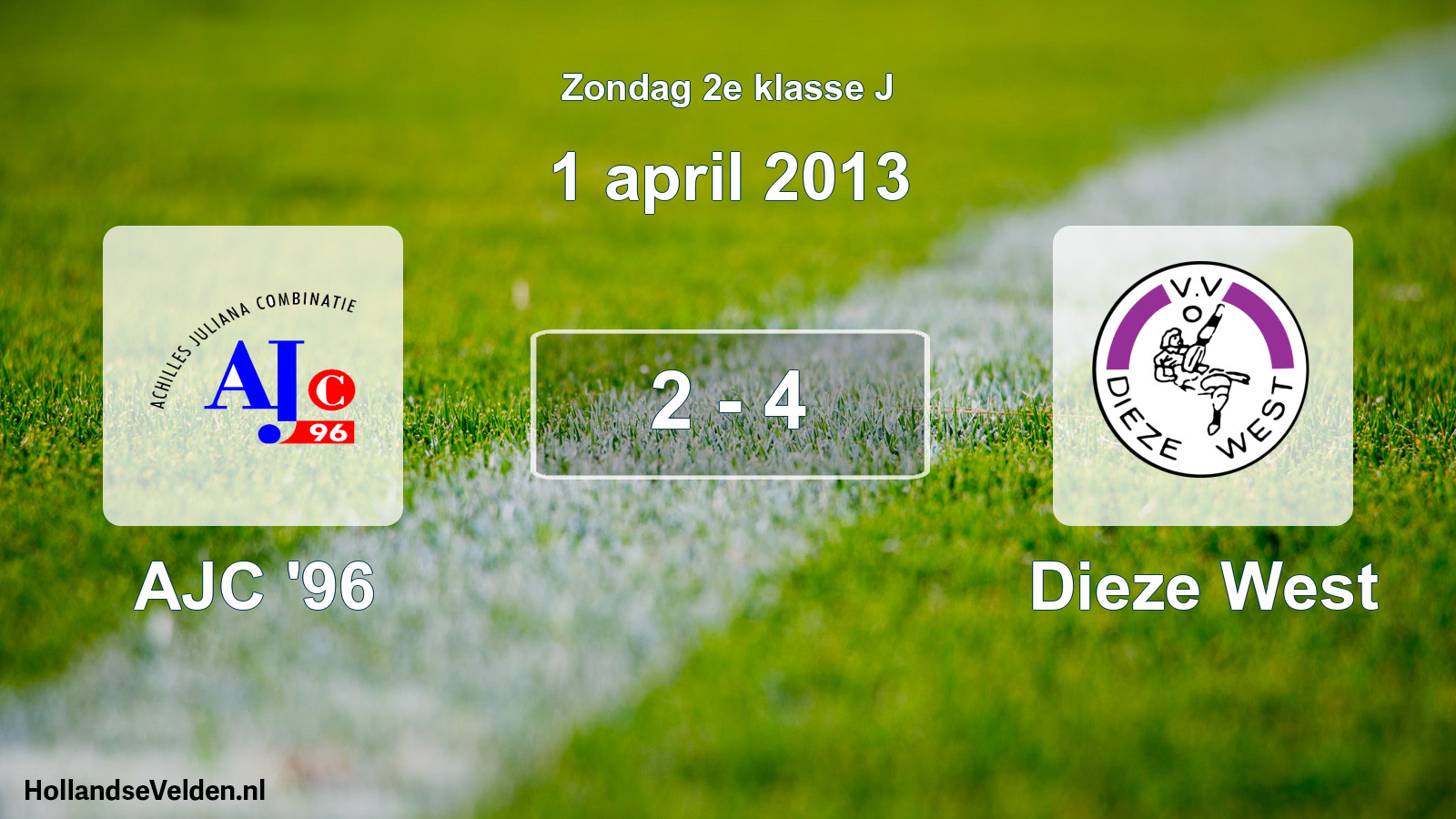 Total number of matches played: AJC '96 - Dieze West 2 - 4 (1 April 2013)