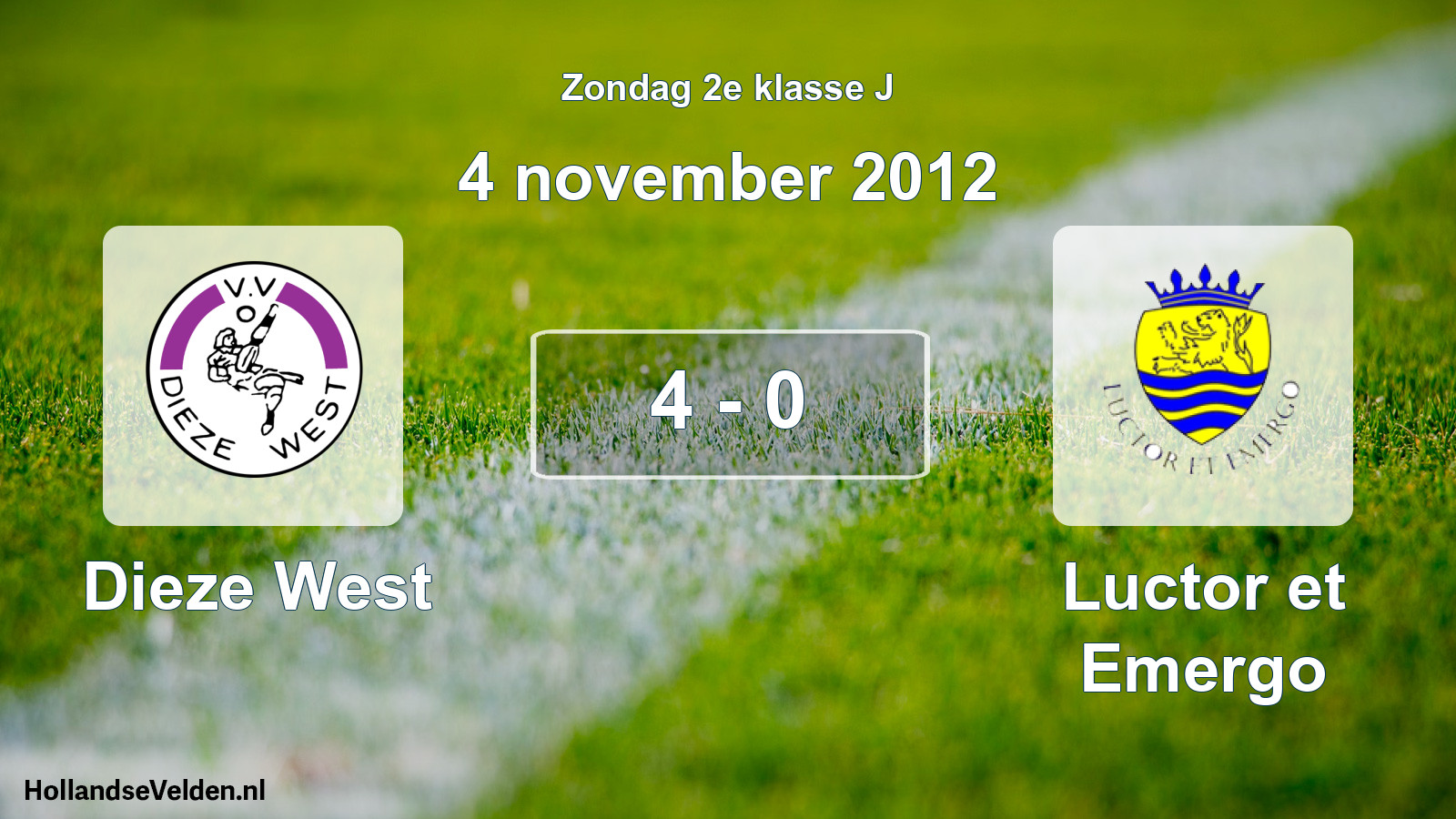 Total number of matches played: Dieze West - Luctor et Emergo 4 - 0 (4 November 2012)