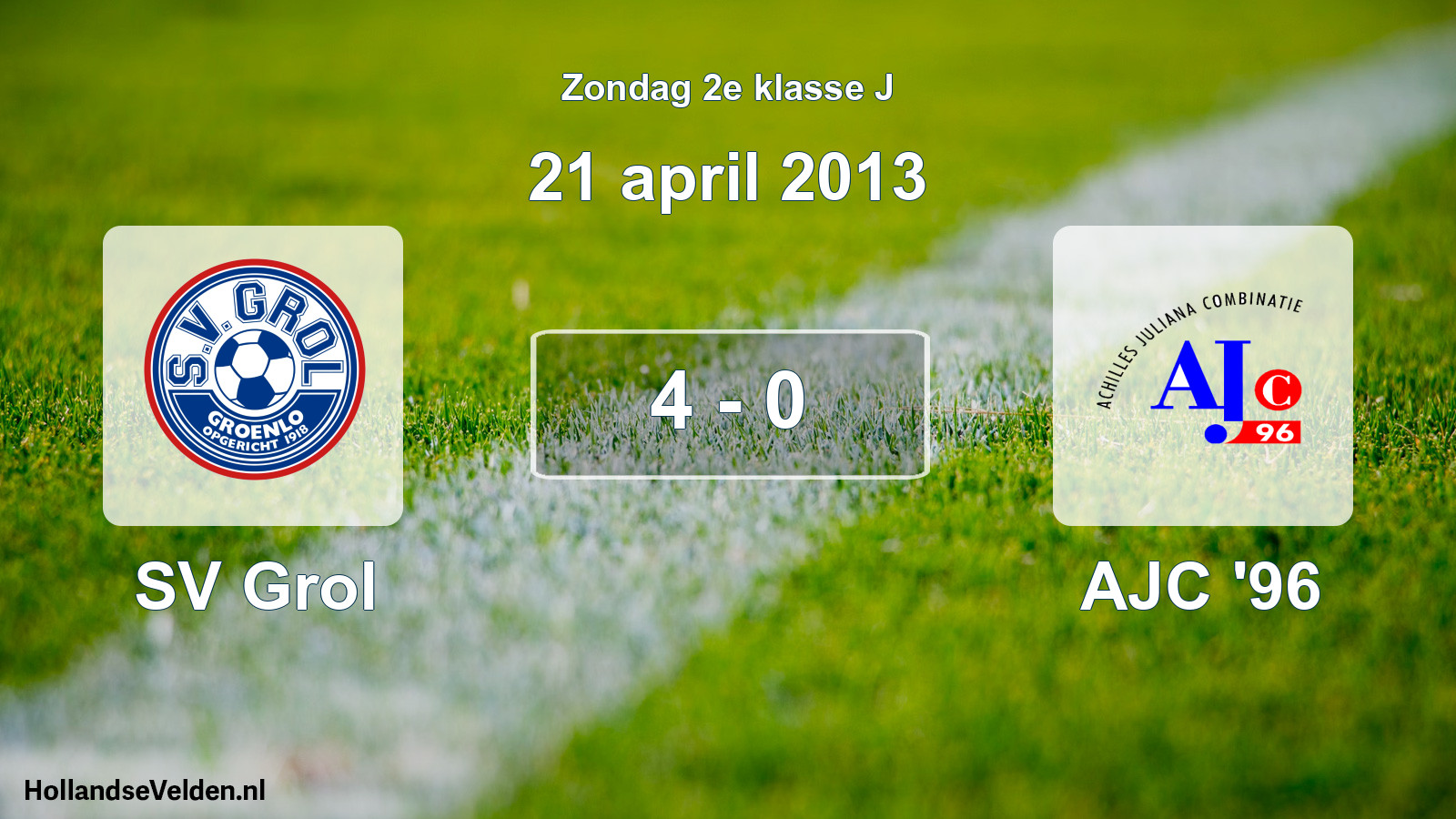 Total number of matches played: SV Grol - AJC '96 4 - 0 (21 April 2013)