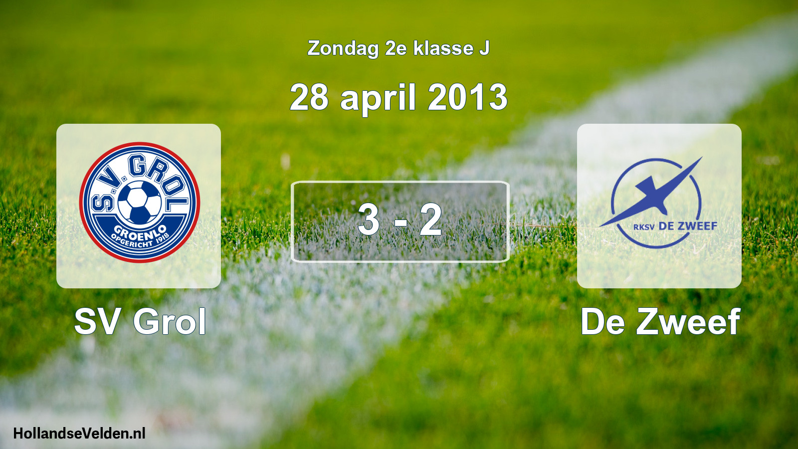 Total number of matches played: SV Grol - De Zweef 3 - 2 (28 April 2013)