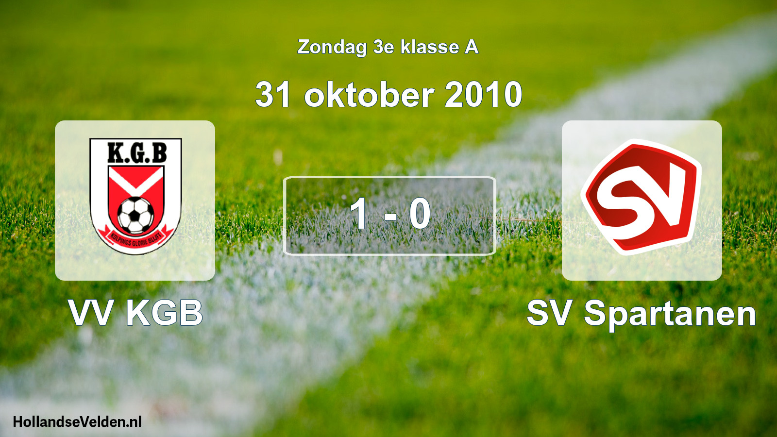 Total number of matches played: VV KGB - SV Spartanen 1 - 0 (31 October 2010)