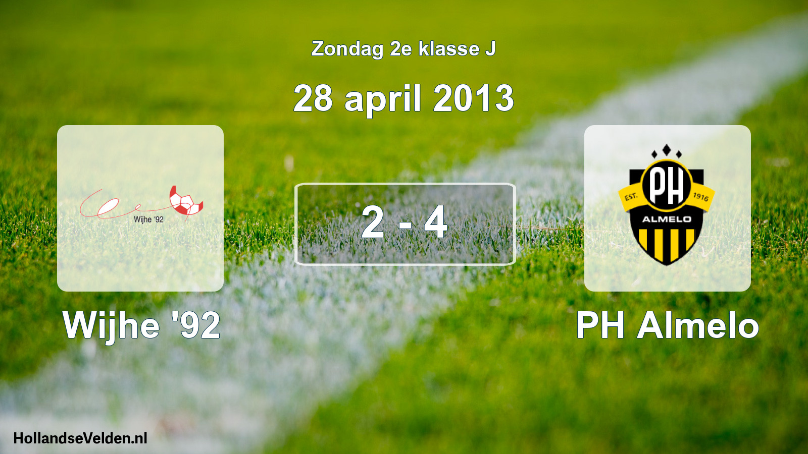 Total number of matches played: Wijhe '92 - PH Almelo 2 - 4 (28 April 2013)