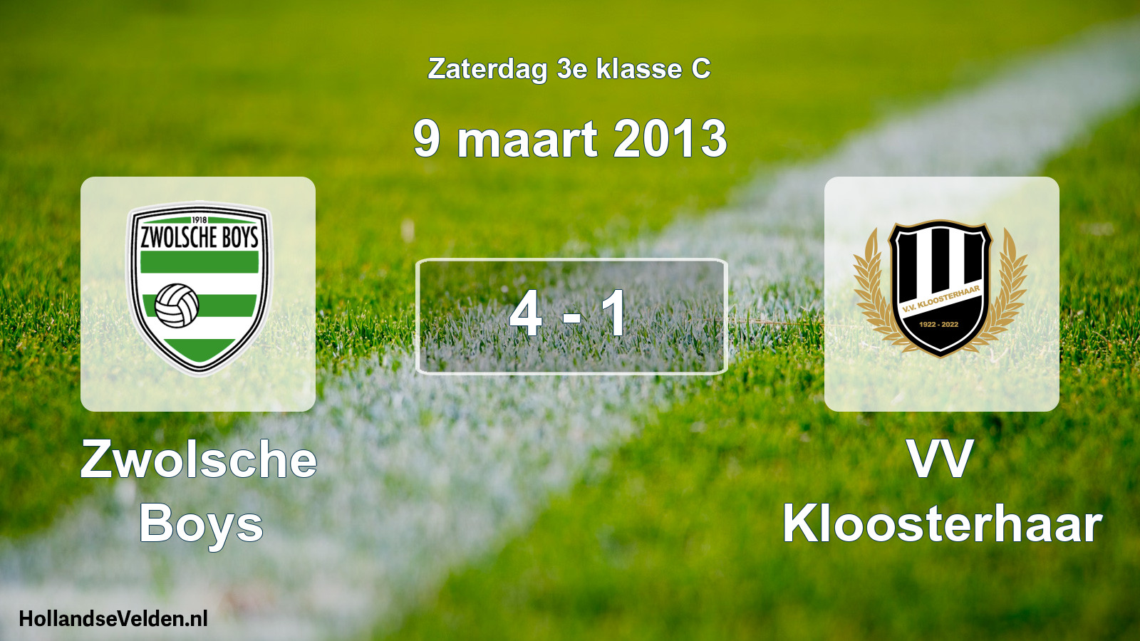 Total number of matches played: Zwolsche Boys - VV Kloosterhaar 4 - 1 (9 March 2013)