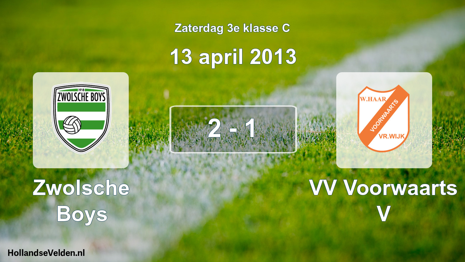 Total number of matches played: Zwolsche Boys - VV Voorwaarts V 2 - 1 (13 April 2013)