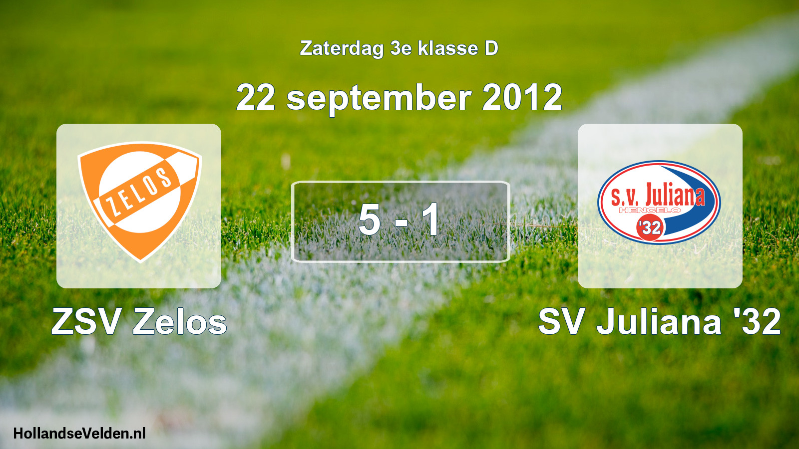 Total number of matches played: ZSV Zelos - SV Juliana '32 5 - 1 (22 September 2012)
