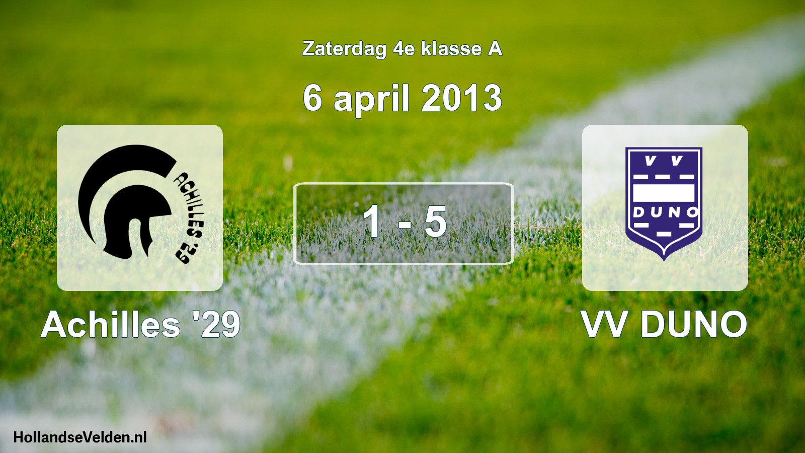 Total number of matches played: Achilles '29 - VV DUNO 1 - 5 (6 April 2013)