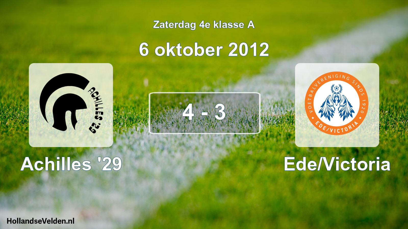 Total number of matches played: Achilles '29 - Ede/Victoria 4 - 3 (6 October 2012)