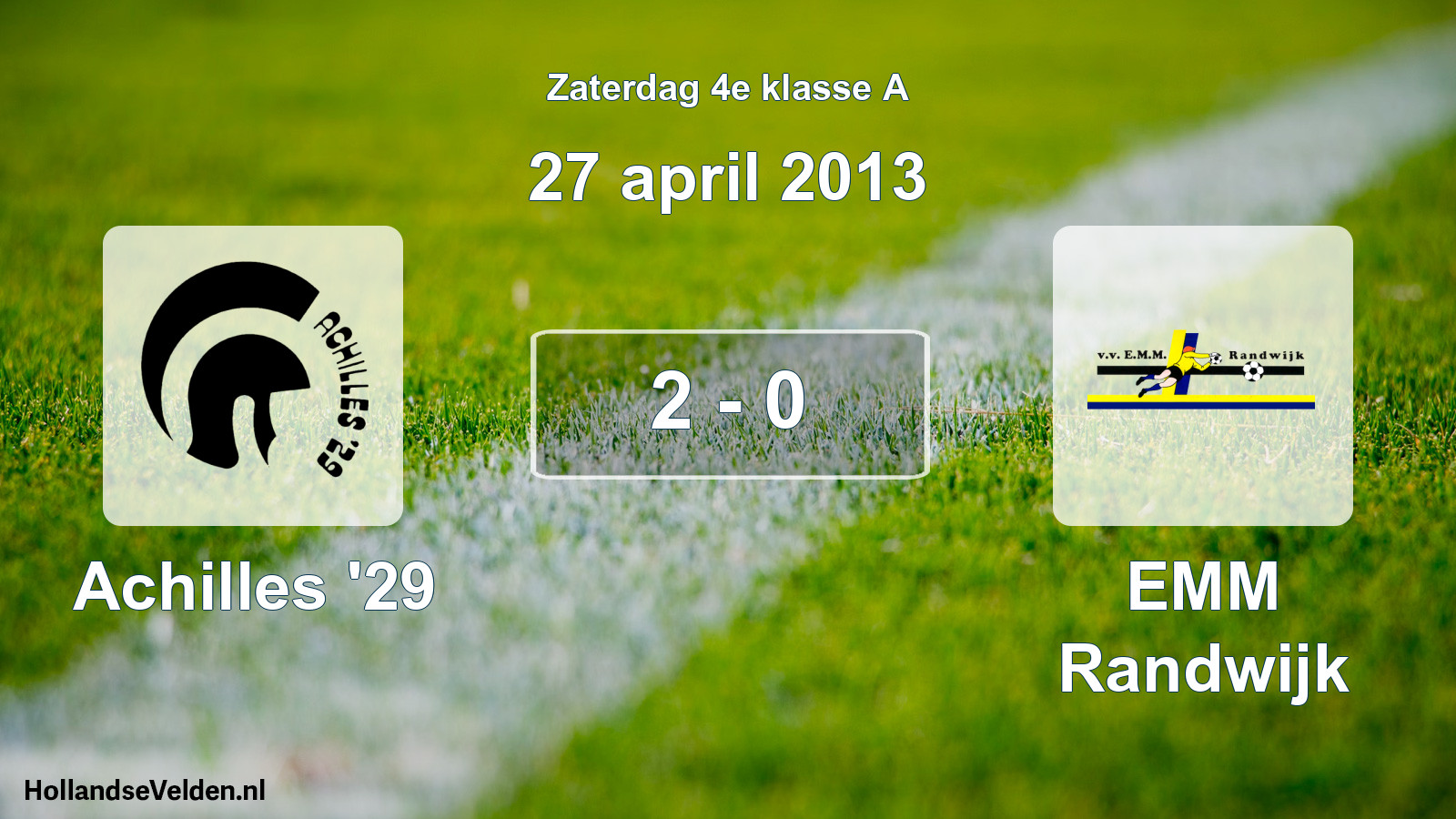 Total number of matches played: Achilles '29 - EMM Randwijk 2 - 0 (27 April 2013)