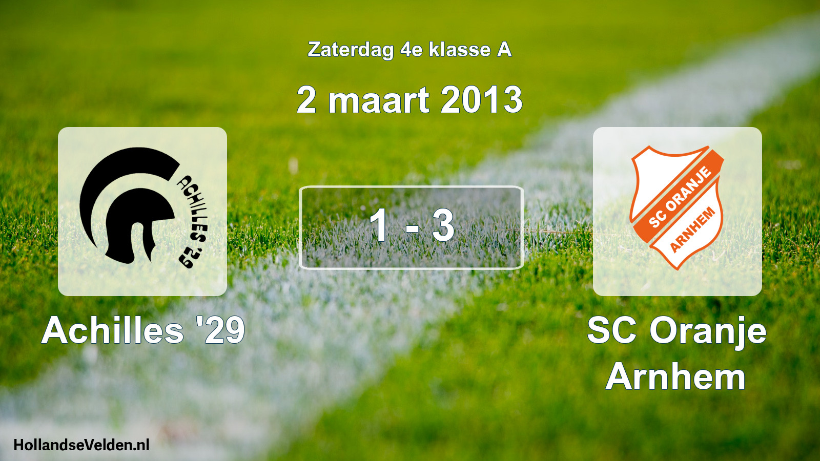 Total number of matches played: Achilles '29 - SC Oranje Arnhem 1 - 3 (2 March 2013)
